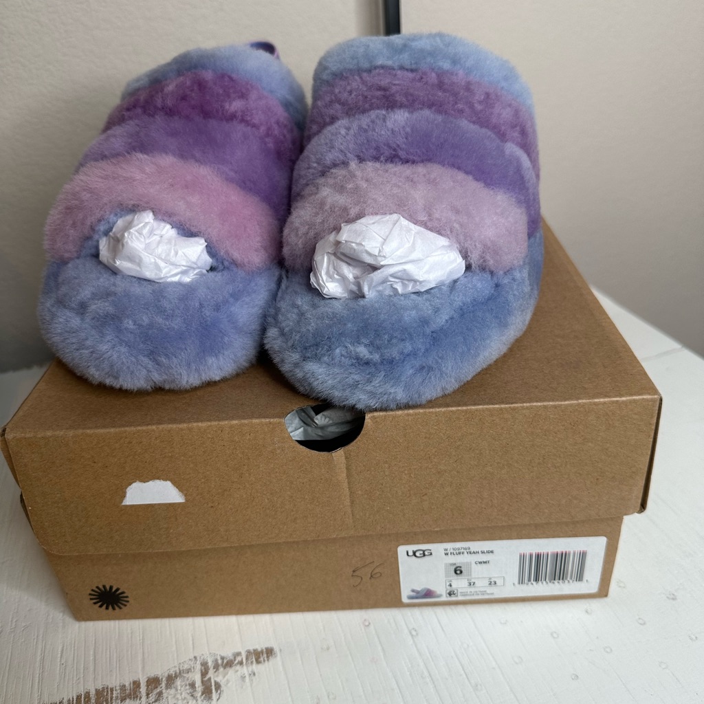 Ugg Fluffy Striped Slippers